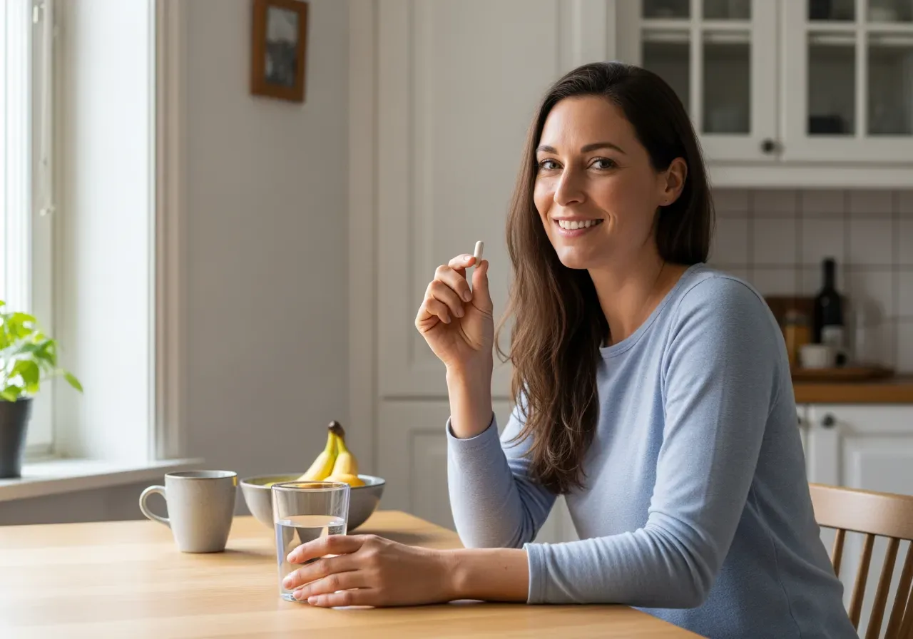 Probiotika och grönpulver för magen