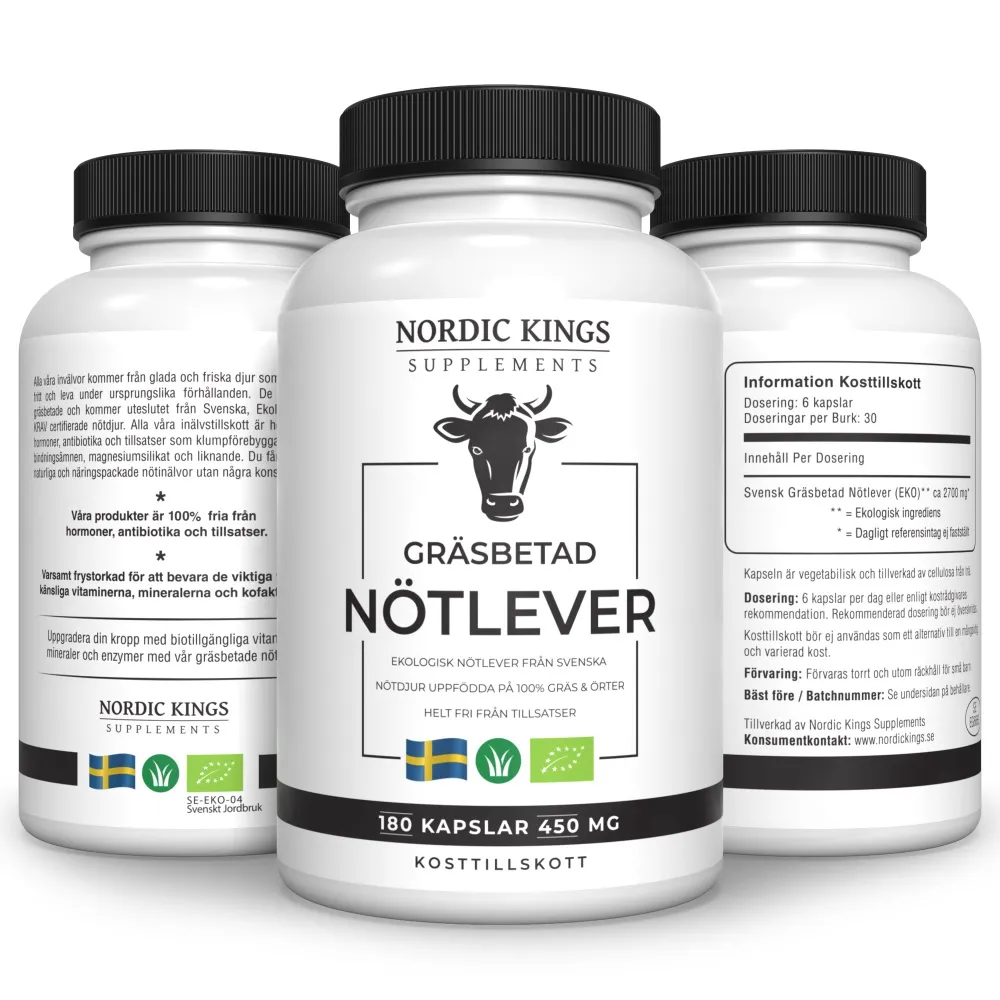 EKO Gräsbetad Nötlever 180 kapslar 450 mg Nordic Kings