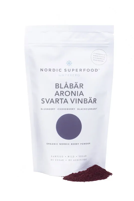 BLUE Bärpulver - Blåbär, Svarta vinbär och Aronia Nordic Superfood