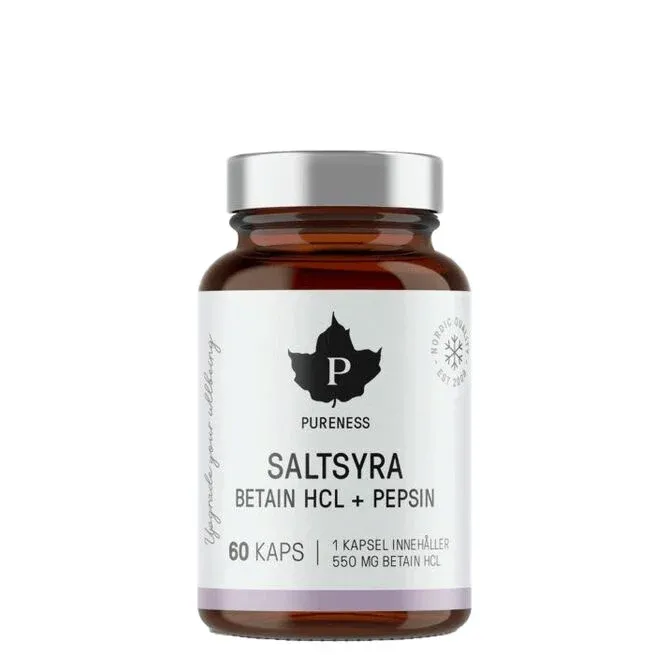 Saltsyra Betain HCL + Pepsin 60 kapslar Pureness
